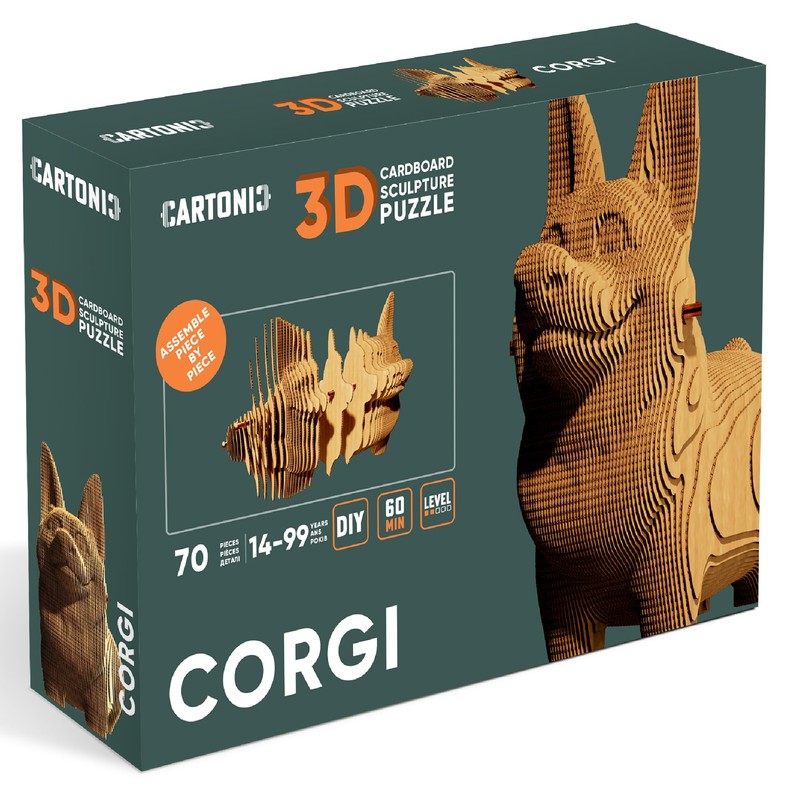 CARTONIC 3D Puzzle Set - Corgi Dog Model Recycled Cardboard