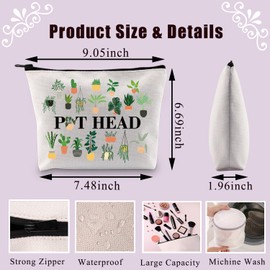 BDPWSS Plant Lover Makeup Bag Gardener Gift Planting Mom Gift Pot Head Zipper Pouch for Crazy Plant Lady Gift (Pot Head CA)