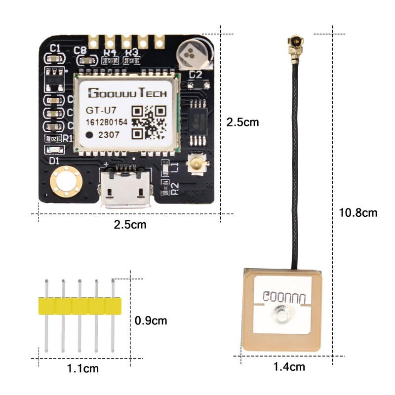 APKLVSR GT-U7 GPS Module, GPS Module GT-U7 Receiver Module, 3.6