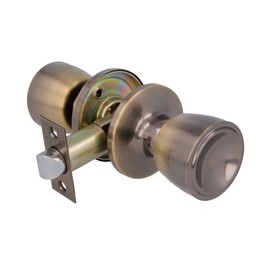 Amig - Passage Knob | Set of knobs with Handles on Both Sides | Ideal for Interior Passage Doors | Brass | Leather Colour | Cup Type | Entry Latch 60/70 mm