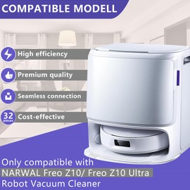 Accessories Replacement Compatible with Narwal Freo Z10/ Freo Z10 Ultra Robot Vacuum, 2 Main Brush, 6 Hepa Filter, 6 Dust Bags, 8 Mop Pads, 6 Side Brushes, 2 Water Tank Filter Sponge (Freo Z10 Kits)