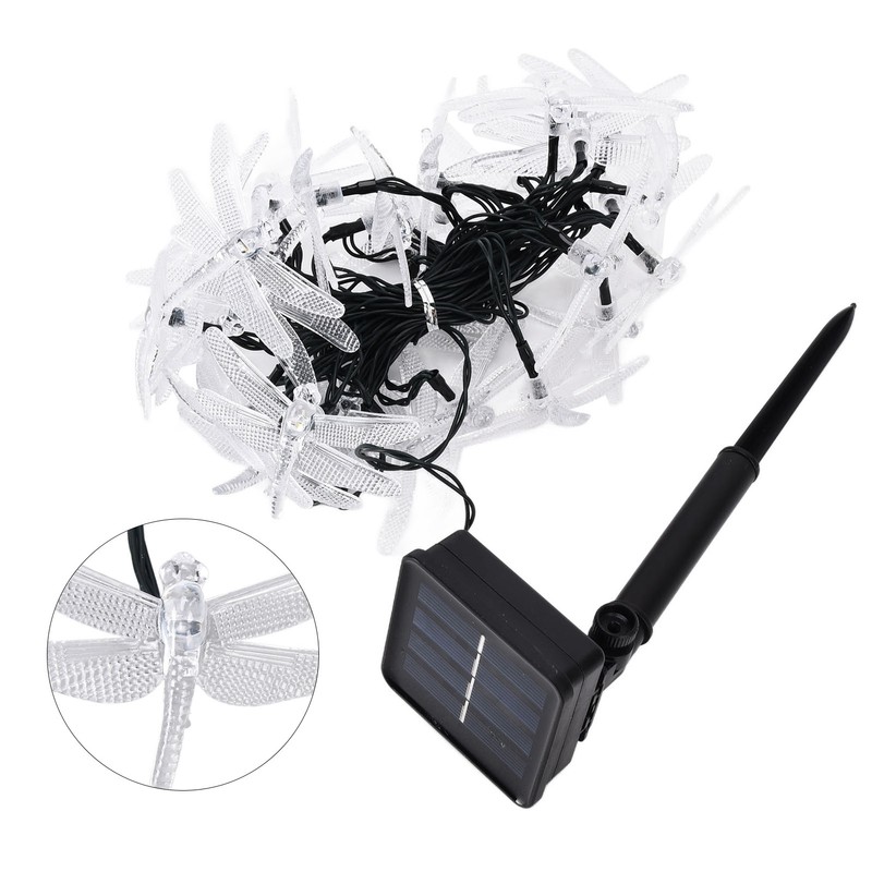 Dragonfly Solar String Lights 30LEDs Solar Powered Fairy Lights Waterproof