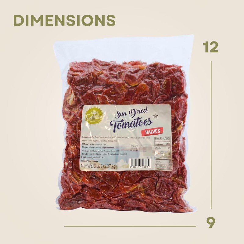Galen Sun Dried Tomatoes, Halves Cut, Soft, Moist, Ready to