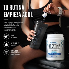 DR. WILL Creatina Monohidratada Micronizada en Polvo 500 g,100 Porciones de 5 g, Creatina Pura de Alta Pureza, Disolución Rápida, Sin Sabor, Pre Workout, Apta para Veganos, Suplemento Alimenticio