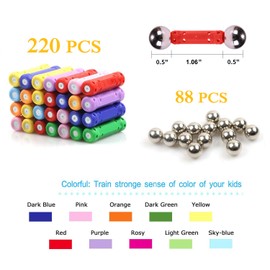 Ocensmice 308Pcs Magnetic Building Sticks Blocks, Magnet Educational Toys STEM Toys for Kids and Adult, 3D Construction Building Toy with Storage Bag