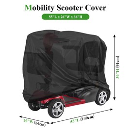 Mobility Scooter Cover,Waterproof Wheelchair Cover for Storage,Mobility Scooter Accessories for All-Weather Outdoor Protection Dust Covers - 55"x 26" x 36" (L x W x H)