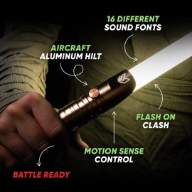 SaberMasters Ultimate Lightsaber 2.0,16 Sound Fonts,RGB Infinite Color Options,Dueling Lightsaber,Lightweight Metal Hilt,Adults and Teens,Cosplay,Light Saber Birthday Gift (Jet Black)