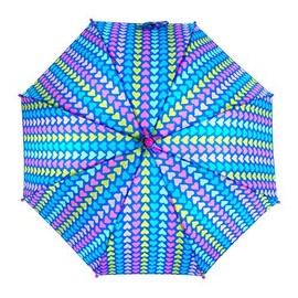 ShedRain Multicolored Heart Striped Kids Umbrella - Pinch-Proof, Easy Grip Handle - Compact Children's School & Travel Umbrella with Large 33" Arc, Heavy Duty Steel Shaft & Fiberglass Ribs