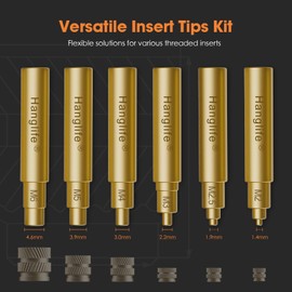 HANGLIFE Heat-Set Insert Tips for Threaded Inserts M2 M2.5 M3 M4 M5 M6, Soldering Iron Tips Compatible with Weller SP40NUS/Hakko FX-888D/900M/T18 Irons- Press Tool for Plastic 3D Printer Components