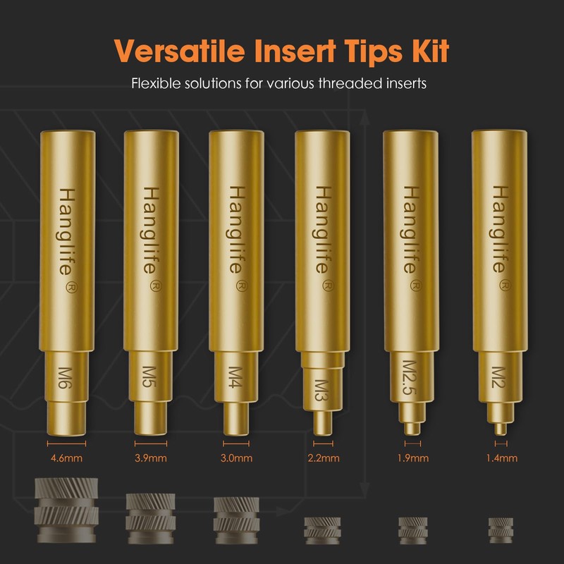 HANGLIFE Heat-Set Insert Tips for Threaded Inserts M2 M2.5 M3