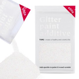 TORC Holographic White Glitter Paint Additive - Multi-Size Glitter Powder for Acrylic Paint, Walls, Wood Furniture & Crafts (400g/14oz) - Interior/Exterior Use on All Finishes