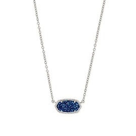 Kendra Scott Elisa Pendant Necklace for Women, Fashion Jewelry, Rhodium-Plated, Blue Drusy