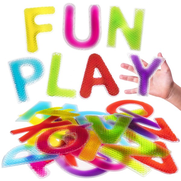 Playlearn 24pc Sensory Alphabet Letters – Gel Filled Tactile Letters – ABC Learning Toy – Light Table Toy