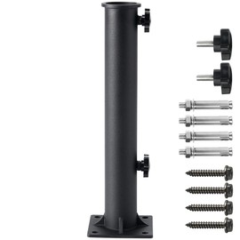 Wanhork Stainless Steel Patio Umbrella Bracket for 1.5"-2" Umbrella Insert for Outdoor Ground Fixing Parasol Base (Black)