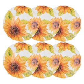 UPware Sunflower Melamine Salad Plate Set, Flower Shaped Plates for Risotto, Pasta, and Salad, BPA-Free, Dishwasher Safe, Yellow, 8.75 Inch, Set of 6