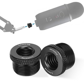 Lanxire 2 Pcs Screw Thread Adapter, 5/8" Male to 3/8" Female Metal Microphone Screw Adapter Compatible with Blue Yeti/Blue Snowball/Blue Yeti X Etc Microphone Stand Mount (Black)