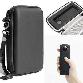 WGear Protective Case for Ricoh Theta S, V 360 and Theta SC 360 Degree Spherica, Customized Dense Absorbing Sturdy Foam Inlay, Mesh Pocket Inside Matte Black