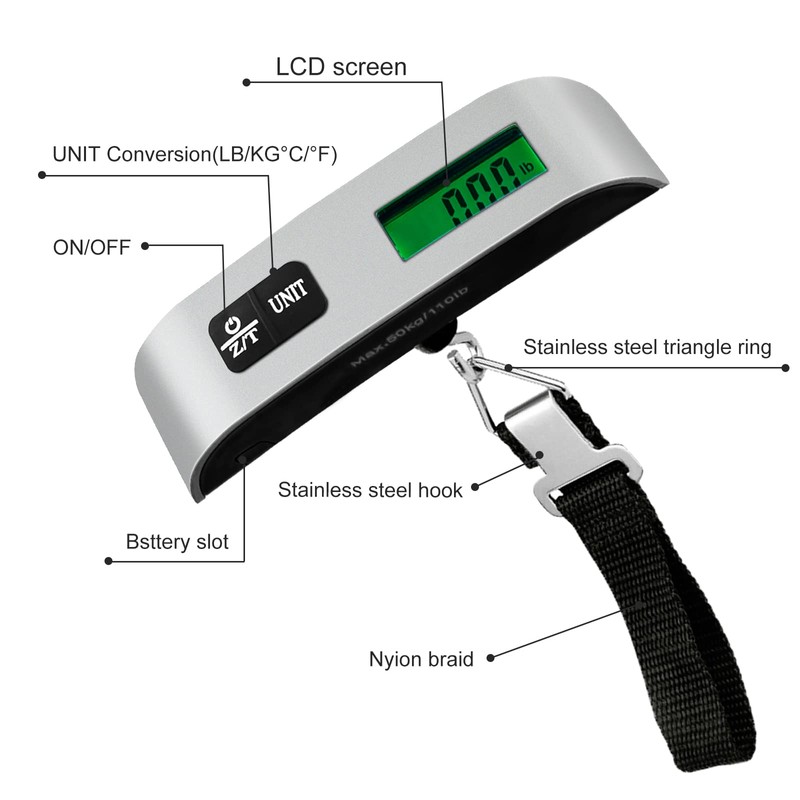 Nutabevr Digital Suitcase Scale, 50 kg / 110 lb Electronic