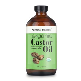 Natural Riches Aceite De Ricino Orgánico Frío Prensado Frío Botella Usda Certificado Para Piel Seca Caída Del Cabello Caspa Cabello Más Grueso - Hidrata Cura Piel Cuero Cabelludo Pestañas Más Gruesas