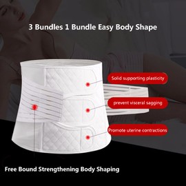 2 in 1 Postpartum Support Recovery Belly Wrap Postpartum Girdle C-Section Recovery Belt Back Support Belly Support Abdominal Binder for Post Surgery Recovery,XL,White