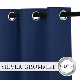 RYB HOME Bedroom Curtains 54 inch Length, Room Darkening Privcay Window Treatment Blackout Thermal Shades for Bedroom Bathroom Basement RV Camper, W46 x L54 inches, Navy, 2 Panels