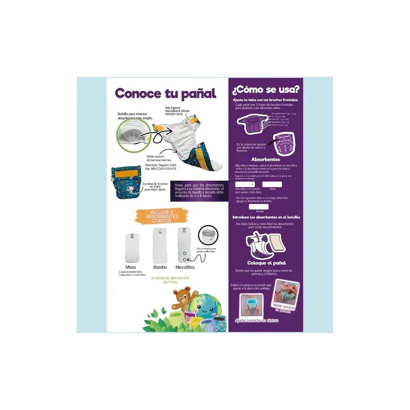 Pañales Ecológicos De Tela Ecopipo Filtro De Bambú 3 Pack