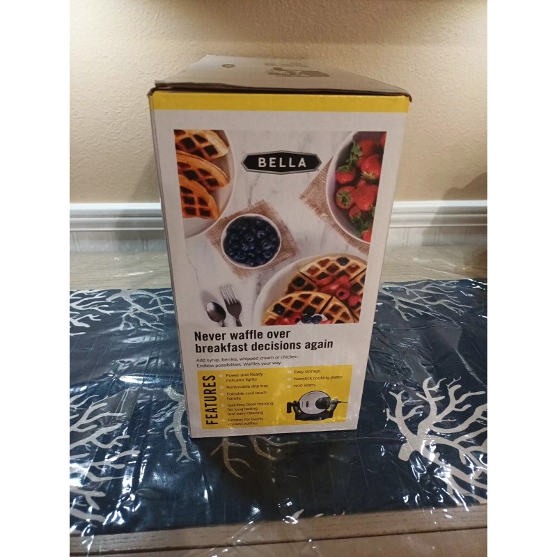 Bella Non-Stick Rotating Belgian Waffle Maker 17174 Stainless Steel NIB