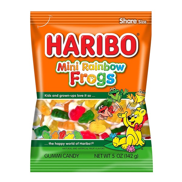 Haribo Gummi Candy, Mini Rainbow Frogs, 5 oz. Bag (Pack of 12)