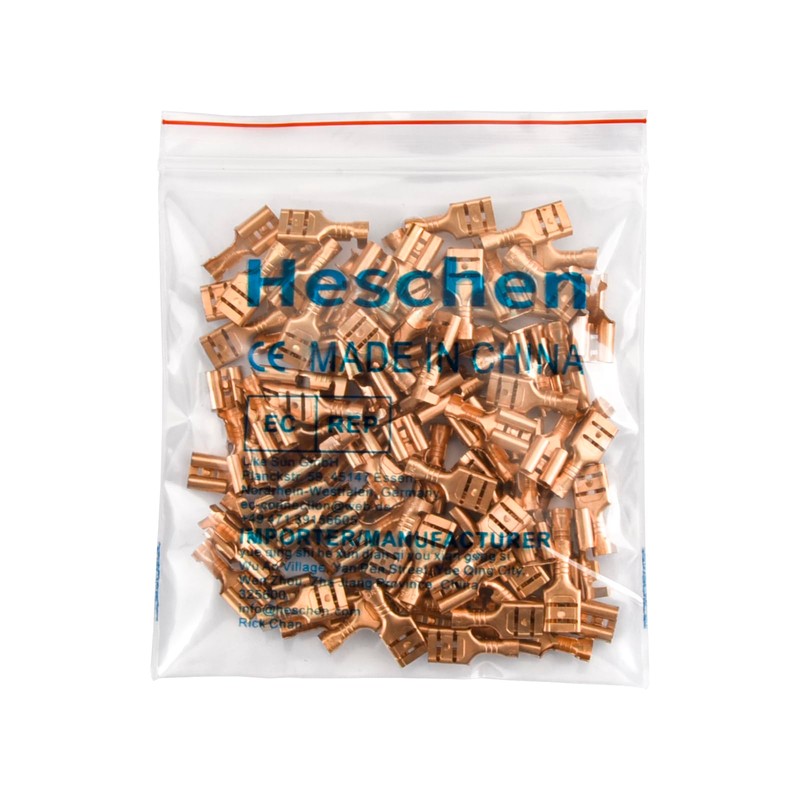 Heschen Female Spade Quick Splice Crimp Terminals, 6.3mm Crimp Connector,