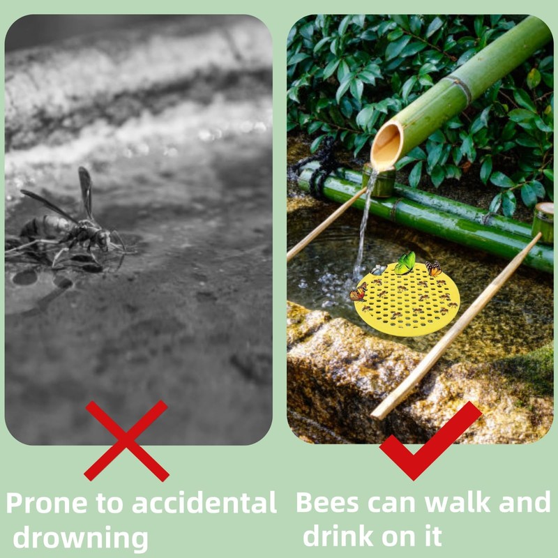Xinlon 4 Pieces Bee Drinking Station, Bee Watering Station Round
