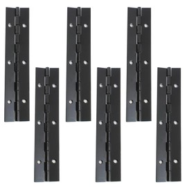Hordion 6Pcs 6 Inch Piano Hinge Heavy Duty, Black Continuous Hinge 0.04" Thickness Folding Hinges with Screws for Cabinet Door Storage Box Boats