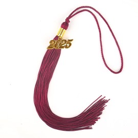 Graduación de borla 2024 con dije dorado de 9 pulgadas, color único y múltiple para ceremonia, foto, fiesta graduación borla 2024 (granate)