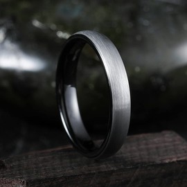 King Will Titanium Wedding Band for Men Women-4mm Width Pure Titanium Wedding Ring with Inner Black Plated Brushed and Matte Design Comfort Fit Size 8