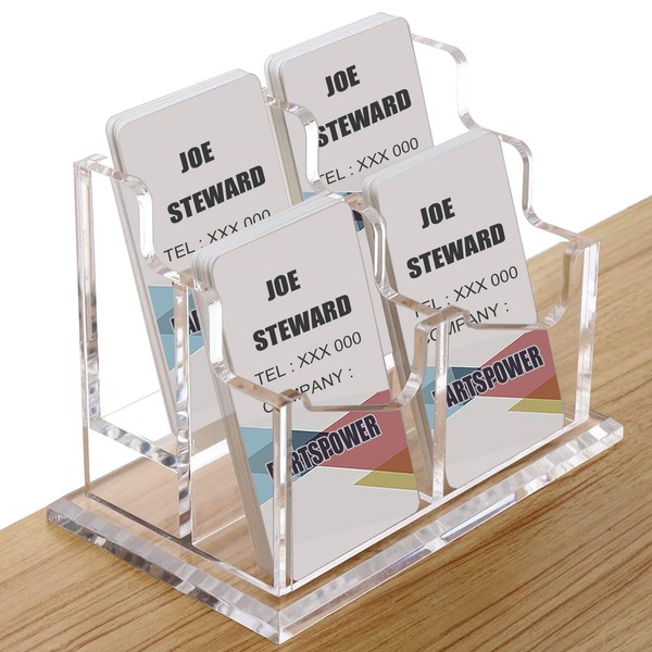 Acrylic Business Card Holder for Desk, Vertical Clear Business Name