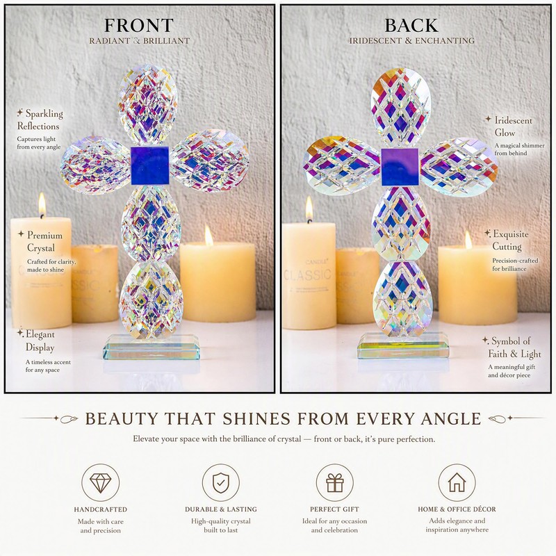 Colorful Crystal Cross Standing Decor