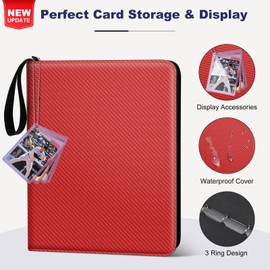 Mlikero Trading Card Binder, 9 Pocket Card Binder with Card Display, 720 Double Sided Pocket Sports Card Binder, Premium Card Binders Compatible with MTG, TCG, Baseball Cards(Red)