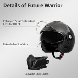 YEMA Convertible 3/4 Full Face Motorcycle Helmet DOT Approved - Dual Visor Motocross Off-Road Helmet for Adults, Modular Open Face Design for Street Bikes Scooters YM-653 (Black, Large)