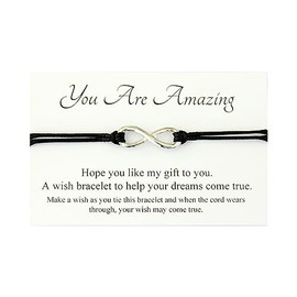 Lucor You are Amazing Gift,Infinity Wish String Bracelet,End of Year Gift,Inspirational Gifts,Gift for Friend (Grey)