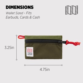 Topo Designs Accessory Bags, Travel Organizer Accessories for Smaller Items, Durable Storage Pouch, 3 Sizes, Fully Lined Pack Cloth (Micro, Olive/Olive)