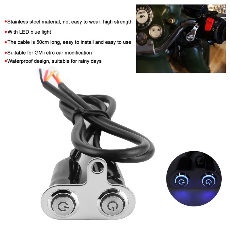 12V Stainless Steel Motorcycle Handlebar Switch LED Modification Bracket Control