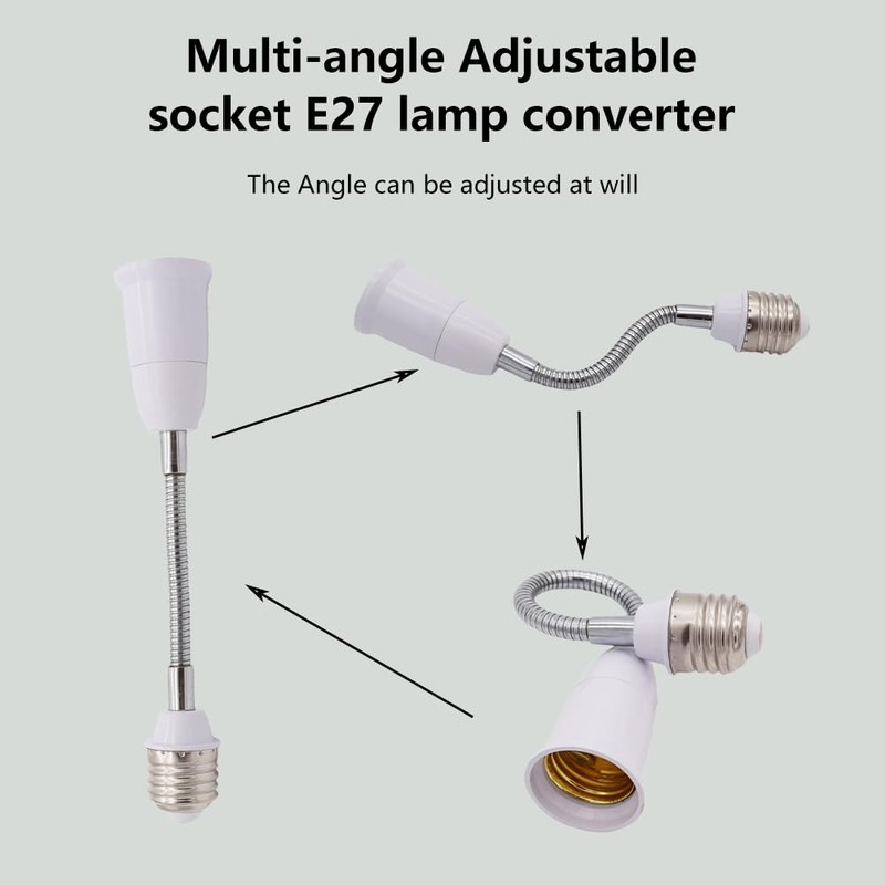 2Pcs Light Socket Extender,Flexing Neck All Directional Light Bulb Socket