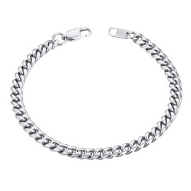 ChainsHouse men’s stainless steel curb bracelet, widths: 6, 8, 10, 13, 14 mm, lengths: 19 cm, 21 cm, with gift box, for couples., Stainless Steel