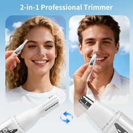 Lucidora Nose and Ear Hair Trimmer, 2-in-1 Electric Painless Eyebrow Trimmer & Facial Hair Remover for Men USB-C Rechargeable with LED Display 10000 RPM Powerful Motor Dual Blades Waterproof Groomer