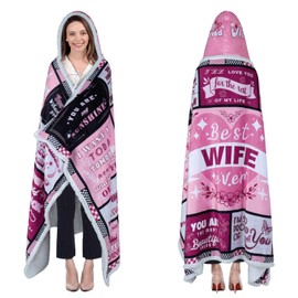 Wearable Blanket Hoodie for Wife Christmas Gift Ideas, Best Wife Ever Gifts for Birthday, Christmas, Valentine's Day, Wedding Anniversary from Husband