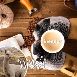 ineepor Alpaca Gloves Men Women Double Layer Touchscreen Thermal Warm Fleece Lining Winter Gloves Wool Knitted Gloves Non-Slip, lightgrey