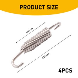 awlbed 4 PCS Motorcycle Exhaust Pipe Stainless Steel Tension Spring Hook, 2.28" Exhaust Pipe Scorpio Yoshimura Spring Hook Rubber Tension Spring, Car Parts, Universal for Most Cars (Silver)