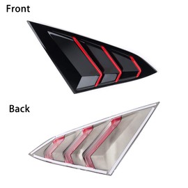 Thenice for 10th Gen Civic Rear Side Window Louvers Racing Style Triangular Window Glass Blinds for Honda Civic Sedan 2021 2020 2019 2018 2017 2016 -Piano Black with Red Trim