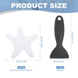 PATIKIL 12 Pcs Non Slip Bathtub Stickers, Anti Slip Shower Stickers with Scraper Bathroom Shower Floor Decals Star Shape Cute Treads Tubs, White