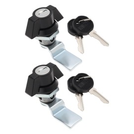 eMagTech Set of 2 quarter turn locks made of zinc alloy with key cut-out 22 mm x 20 mm for control cabinet, meter cabinet, small distributor, cylinder lock, toggle switch, black