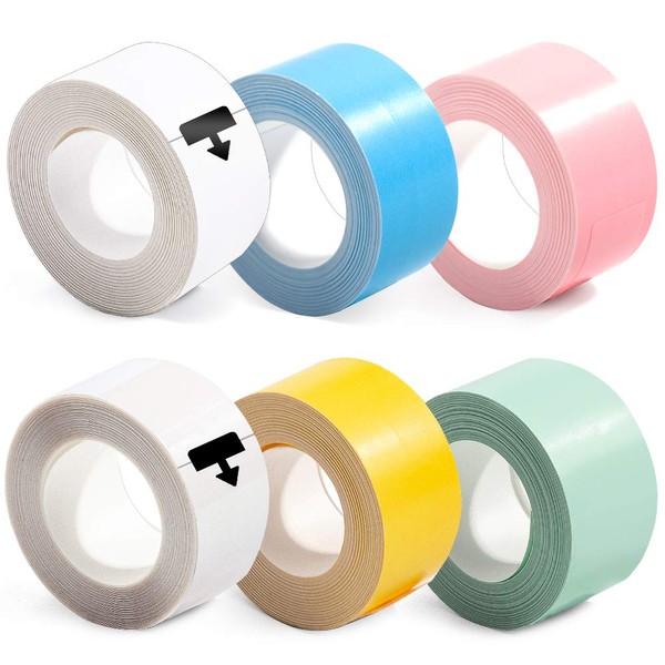 6 Pack Lite Dedicated Tape Color Set Compatible King Jim Tepra White Transparent Yellow Green Blue Pink 0.6 inch (15 mm) Light Lite Tape